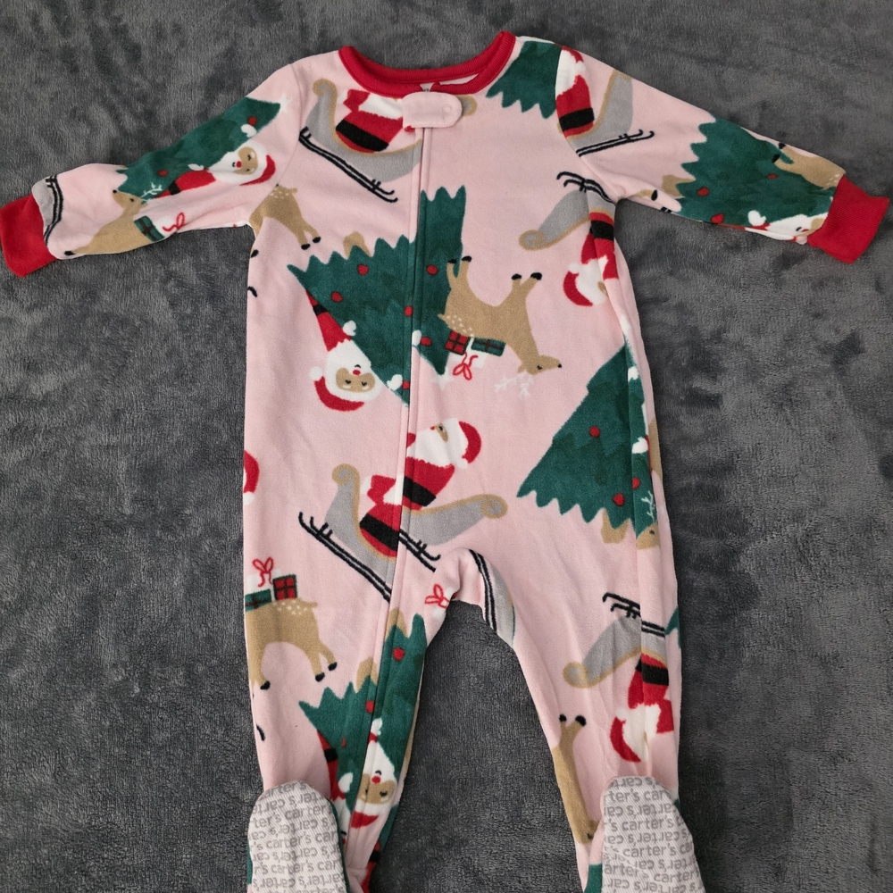 Festive Pink Santa Kids One Piece